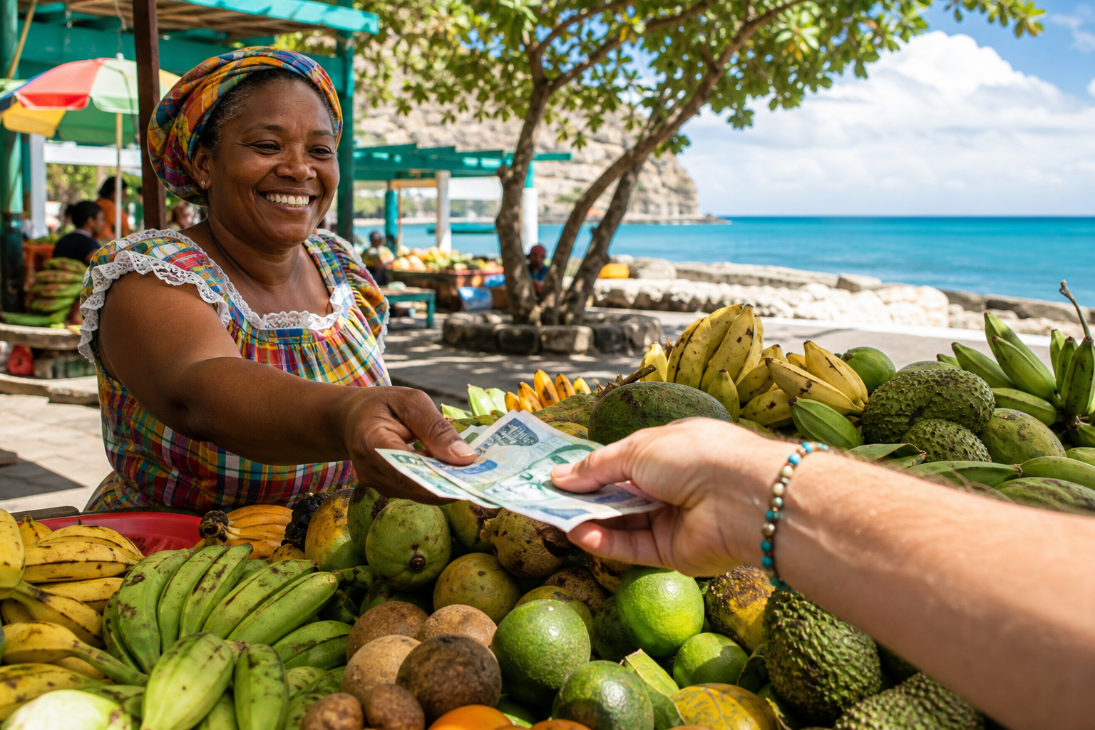 Monnaie en Dominique : dollar des Caraïbes orientales, change, paiements, retraits, pourboires