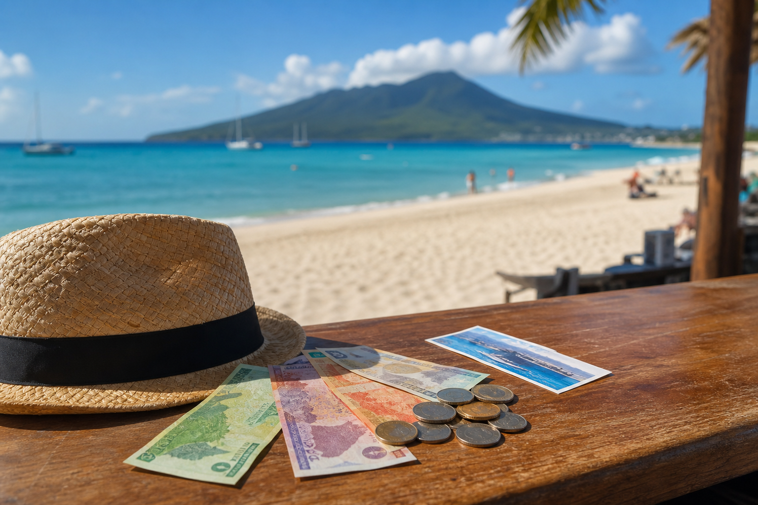 Monnaie au Saint-Christophe-et-Niévès : dollar des Caraïbes orientales, change, paiements, retraits, pourboires