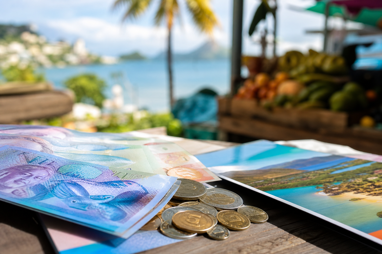 Monnaie à Sainte-Lucie : dollar des Caraïbes orientales (XCD), change, paiements, retraits et pourboires